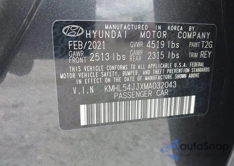 2021 Hyundai Sonata Limited z USA, uszkodzony, nr VIN KMHL54JJXMA032043